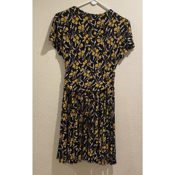 Anthropologie Maeve Black Yellow Floral Summer Breeze Pullover Dress Size SP - Picture 3 of 7